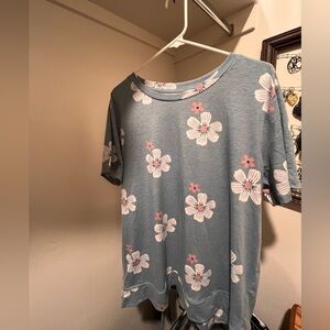Floral light blue top